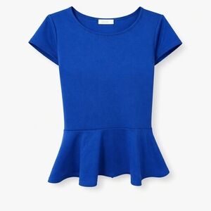 Doublju Royal Blue Peplum Top Size L